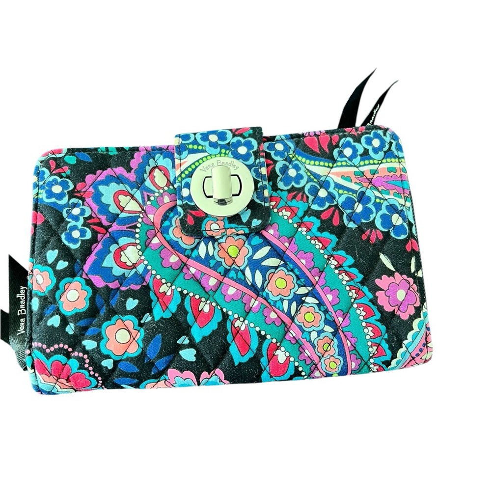 Vera Bradley Floral Paisley Quilted Wallet - Black Multi